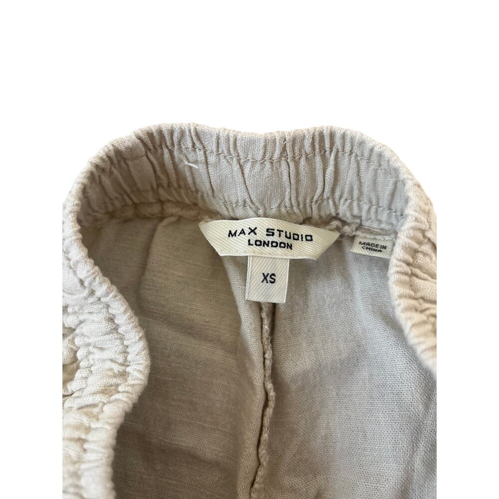 Max Studio Linen Wide Leg Drawstring Pants XS Beige - Picture 6 of 7